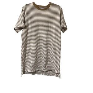 Things Between Womens Tan White Striped Short Sleeve T-Shirt Dress Small